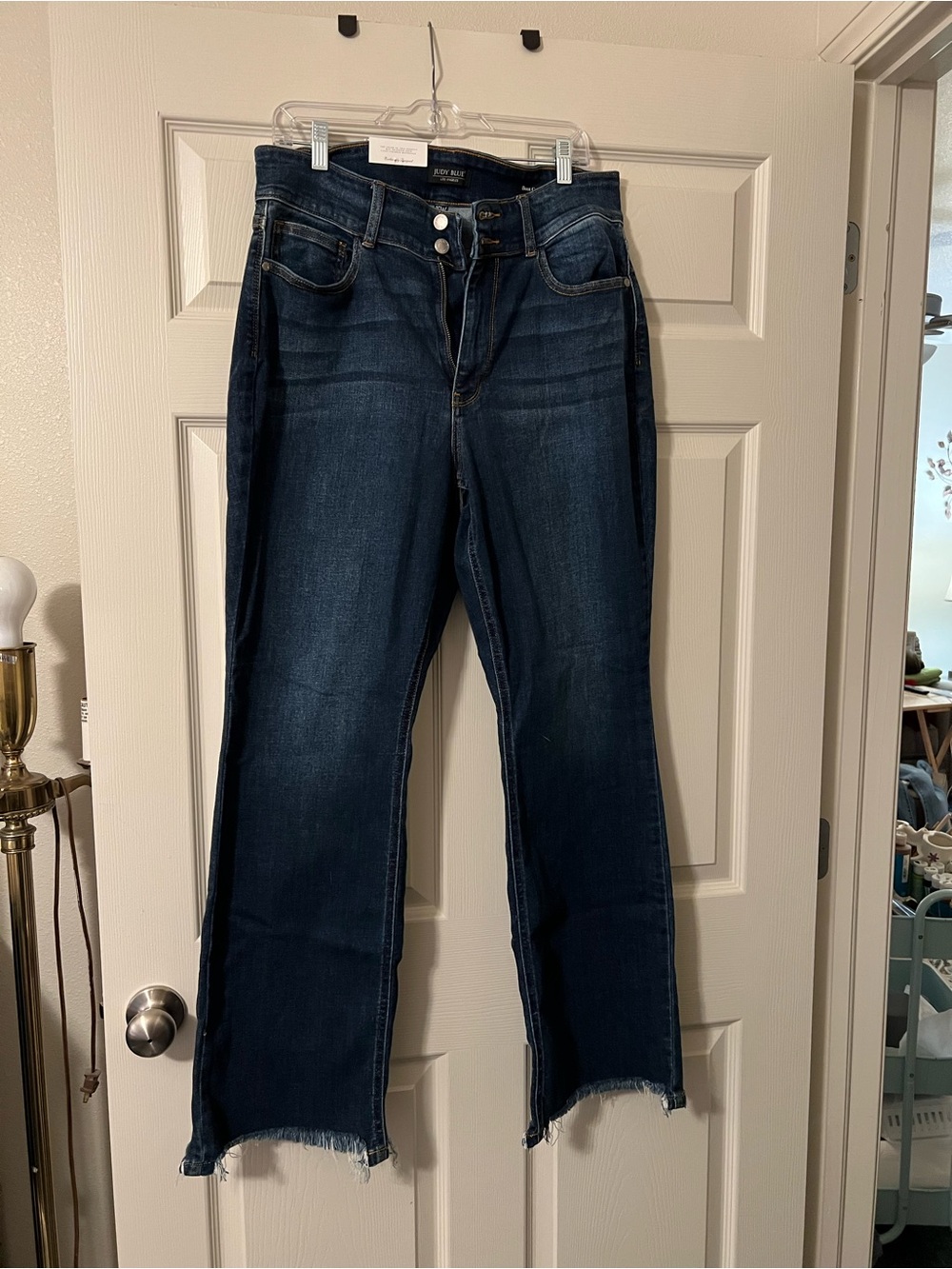Judy Blue Dark Wash Boot Cut Jeans with Frayed Hem